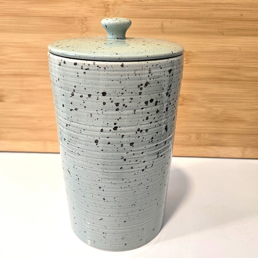 Light Green Speckled Ceramic Jar - Like New‎
